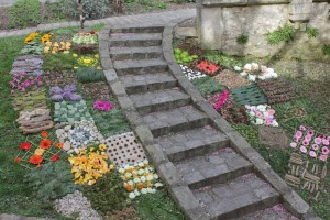 escalier fleuri